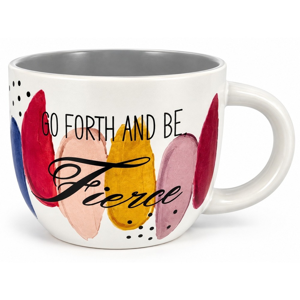 Wild Sage Go Forth And Be Fierce Oversized Ceramic Coffee Mug Colorful